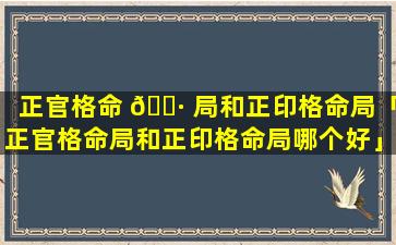 正官格命 🌷 局和正印格命局「正官格命局和正印格命局哪个好」